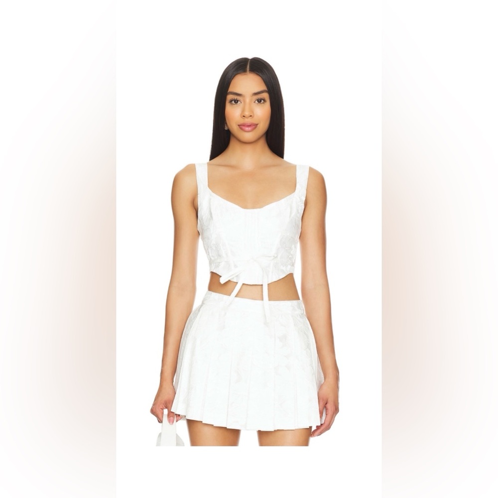 For Love And Lemons x Revolve Mira Crop in White & Adelaide Skirt in White